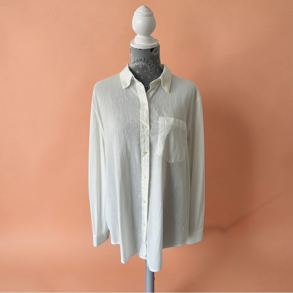 Gap White Button Front Long Sleeve Shirt Size Extra Large